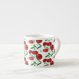 Taza De Espresso Arte de amapola roja -