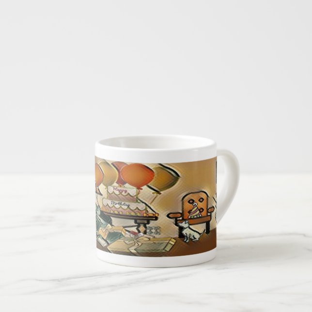 Taza De Espresso Arte de cumpleaños feliz (Derecha)
