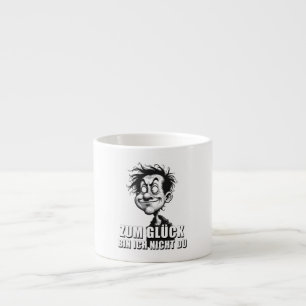 Taza De Espresso Arte de dibujos animados con cita "Por suerte…"