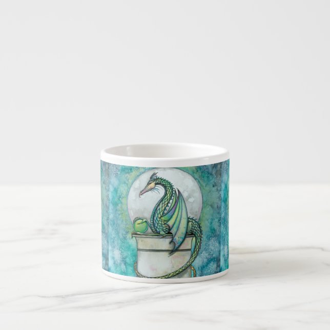 Taza De Espresso Arte de fantasía del Dragón Verde (Frente)