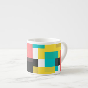 Taza De Espresso Arte de formas geométricas, coloridas, frescas, mo
