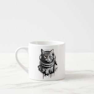 Taza De Espresso Arte de gato astronauta con tinta
