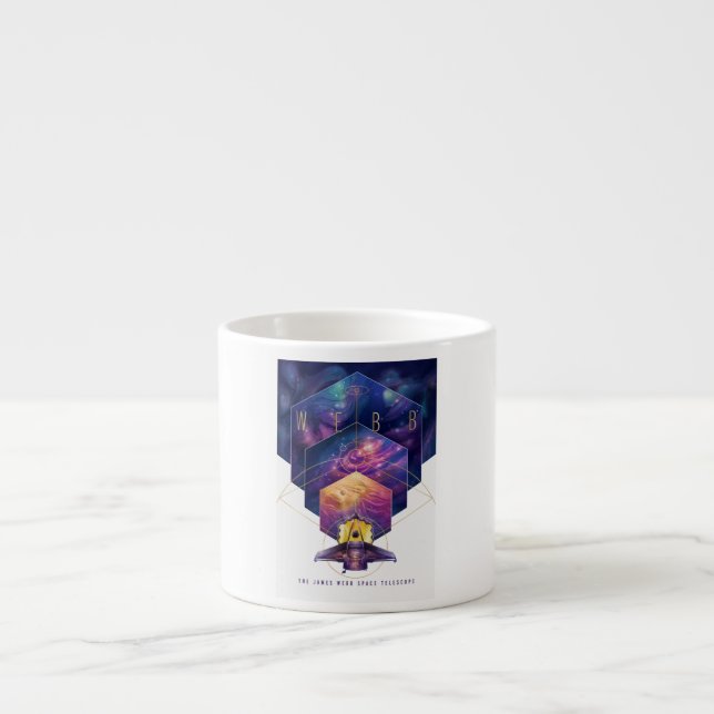 Taza De Espresso Arte de Ilustracion del telescopio espacial James  (Frente)