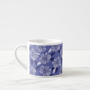 Taza De Espresso Arte de la línea floral púrpura botánica