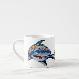 Taza De Espresso "Arte de niños" de tiburón