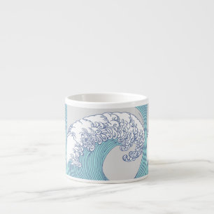 Taza De Espresso Arte de olas de surf Ukiyo-e japonés vintage Costa