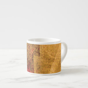 Taza De Espresso Arte de pincel de pintura abstracto amarillo rojo