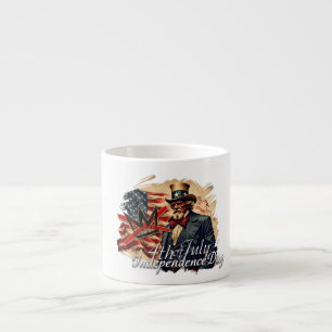 Taza De Espresso Arte del Día de la Independencia del Tío Sam sin R