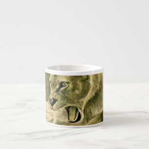 Taza De Espresso Arte dramático de safari de leonas en la naturalez