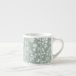 Taza De Espresso Arte floral poético chic botánico suave verde salv