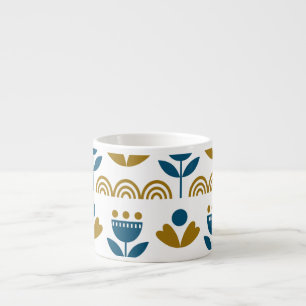 Taza De Espresso Arte folclórico escandinavo, patrón colorido.