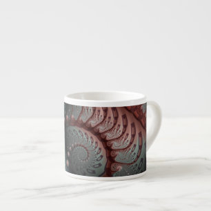 Taza De Espresso Arte fractal de fantasía vívida abstracta marrón a