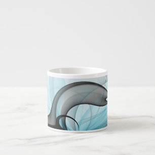 Taza De Espresso Arte fractal moderno gris antracita abstracto