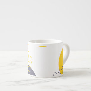 Taza De Espresso Arte geométrico amarillo, fresco, moderno y de mod