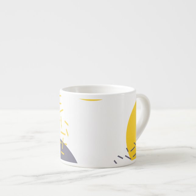 Taza De Espresso Arte geométrico amarillo, fresco, moderno y de mod (Derecha)