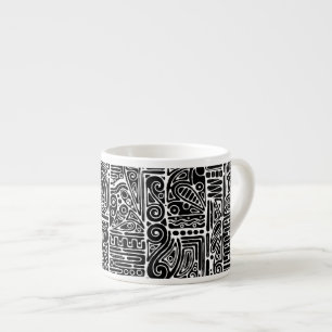 Taza De Espresso Arte Geométrico Negro Y Blanco 2