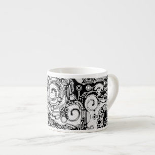 Taza De Espresso Arte Geométrico Negro Y Blanco 3