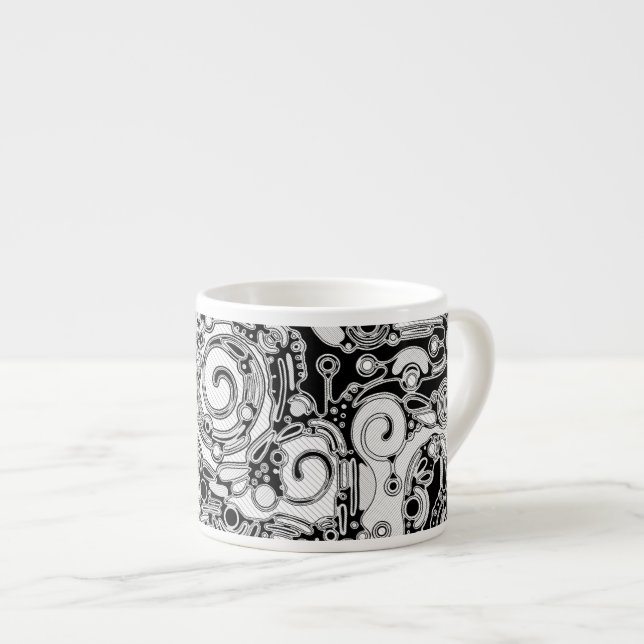 Taza De Espresso Arte Geométrico Negro Y Blanco 3 (Derecha)