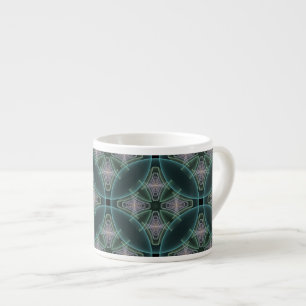 Taza De Espresso Arte gráfico geométrico fractal teal moderno