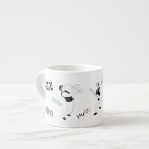 Taza De Espresso ARTE retro del vintage de los azules de la música