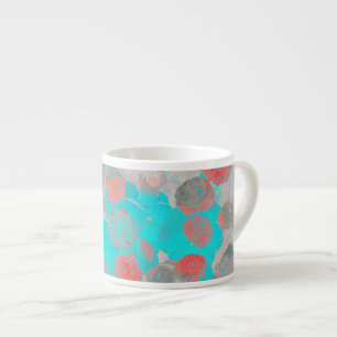 Taza De Espresso Arte rojo azul de estampado floral/floral romántic