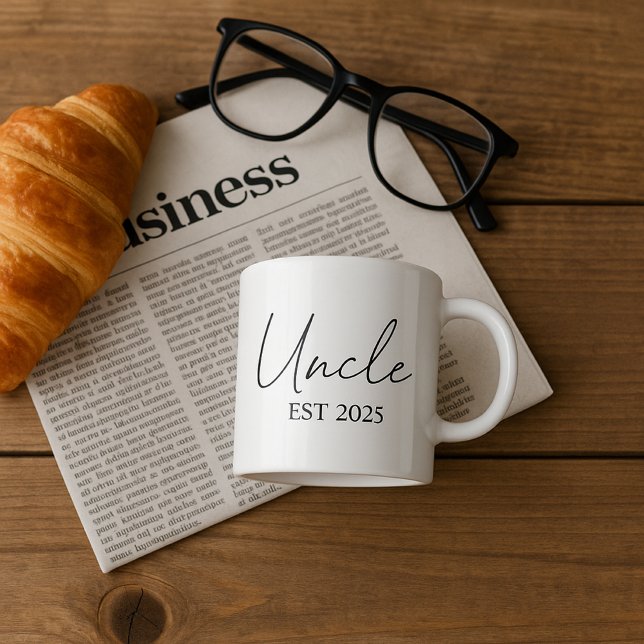 Taza De Espresso Ascendido al tío EST 2025 | Regalo minimalista (Subido por el creador)