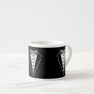 Taza De Espresso Ataque de remolque negro y blanco con tux