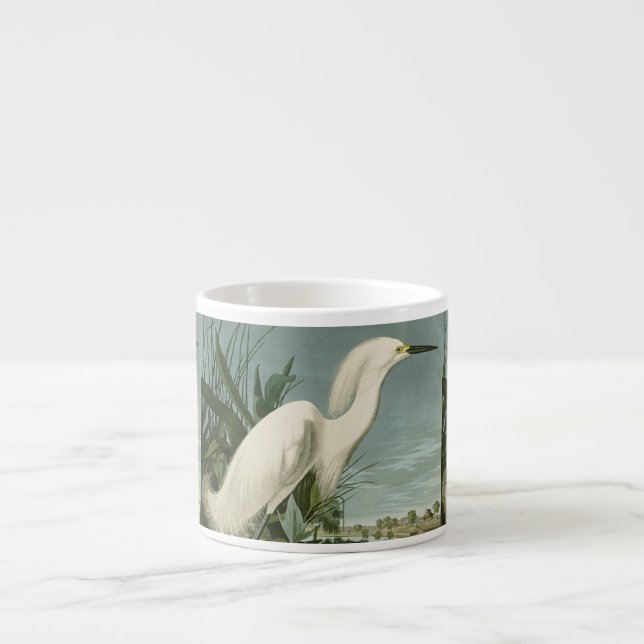 Taza De Espresso Audubon Snowy Heron White Egret Bird Birding (Frente)