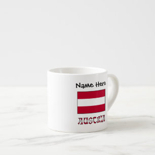 Taza De Espresso Austria y bandera austriaca con tu nombre