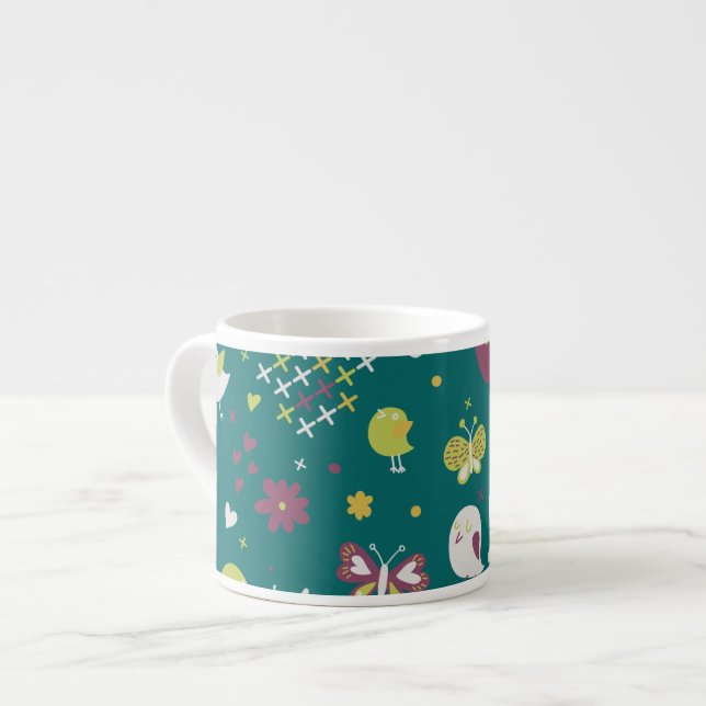 Taza De Espresso Aves caprichosas y mariposas (Izquierda)