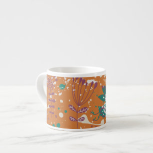 Taza De Espresso Aves florales extravagantes