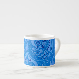 Taza De Espresso Aves pavos reales orientales azules