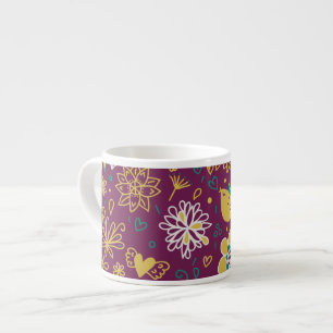 Taza De Espresso Aves y flores singulares de vino