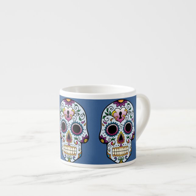 Taza De Espresso Azul del Día del Azúcar Muerto (Derecha)