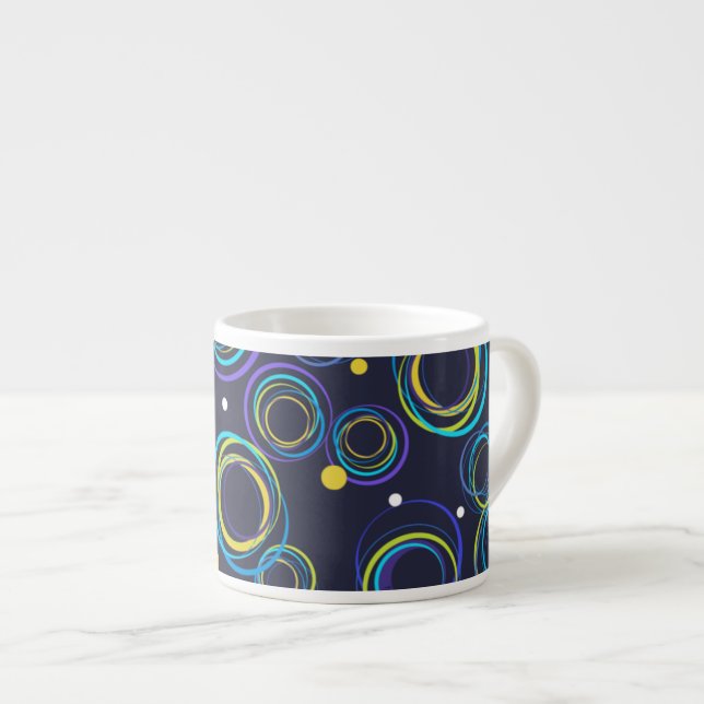 Taza de espresso azul marino con círculos funky (Derecha)