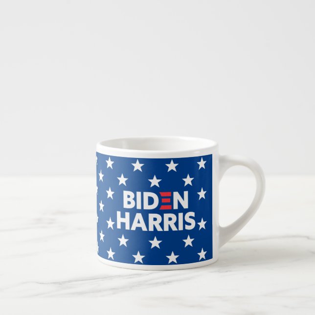 Taza De Espresso Azul patrón de estrellas blancas Biden / Harris (Derecha)