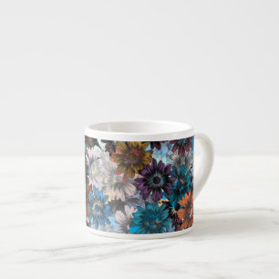 Taza De Espresso Azul y marrón floral