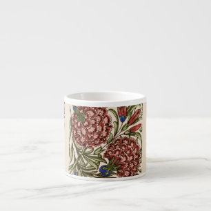 Taza De Espresso Azulejo de Flor de Clavel Antiguo Rústico Arte De 