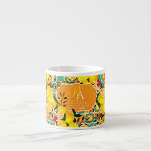 Taza De Espresso Azulejos Mediterráneos de Limón Naranja Verde