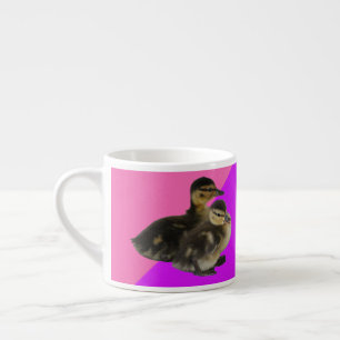 Taza De Espresso Baby Ducks on Pink Raspberry and Purple Sorbet