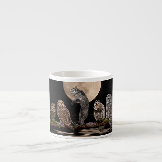 Taza De Espresso Baile del Asio con los búhos (Frente)
