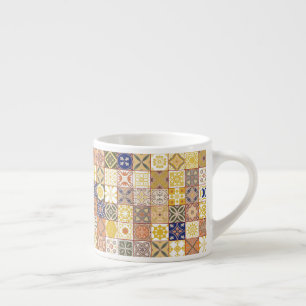 Taza De Espresso Baldosa marroquí Amarilla y azul