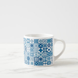 Taza De Espresso Baldosa marroquí - azul y blanco