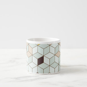 Taza De Espresso Baldosas de época, motivos geométricos de blanco n