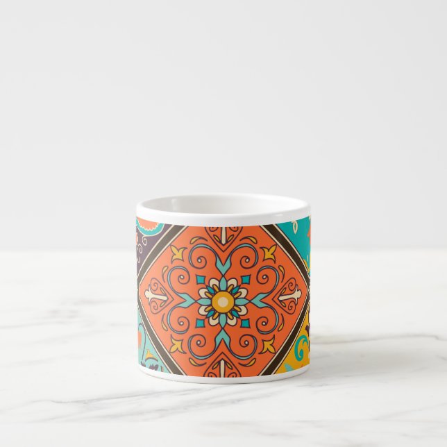 Taza De Espresso Baldosas de mosaico de mosaico de inspiración islá (Frente)