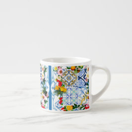 Taza De Espresso Baldosas mediterráneas, mayólica,      estilo sici