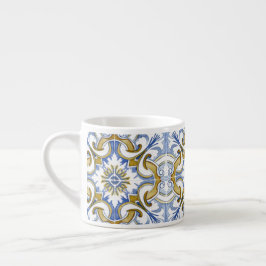 Taza De Espresso Baldosas mediterráneas, mayólica, siciliana    