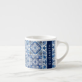 Taza De Espresso Baldosas mediterráneas, portuguesas, azulejo, tu n