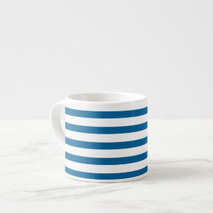 Taza De Espresso Banda horizontal azul y blanco