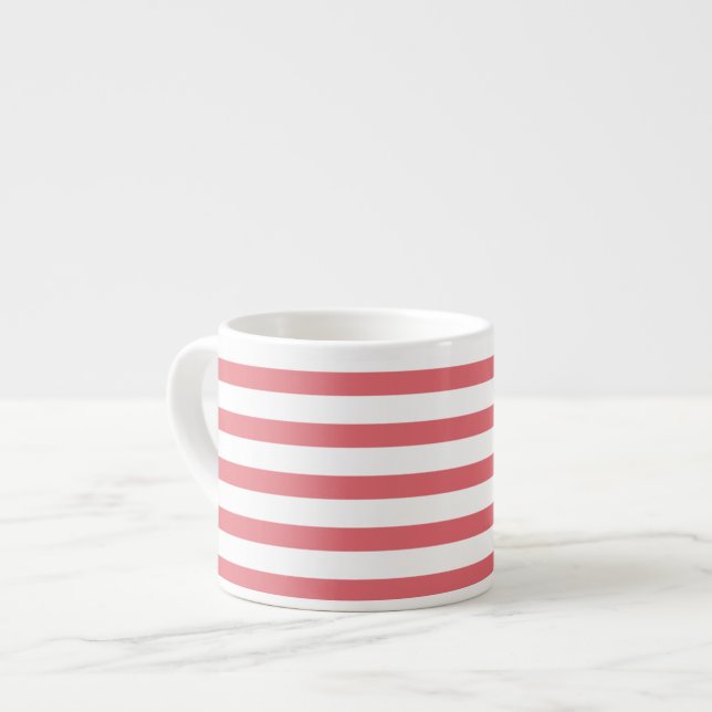 Taza De Espresso Banda horizontal Rosa y blanca (Izquierda)